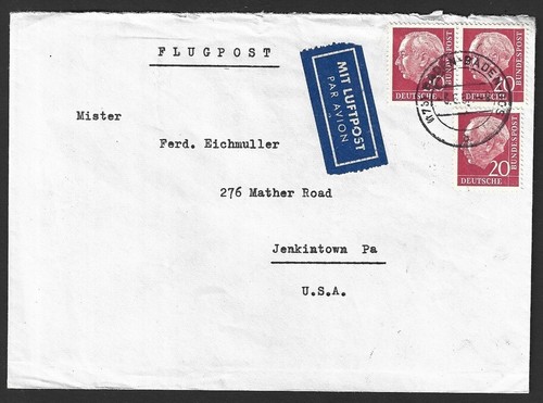 Germania 1954 20pf pres - germania, 1954-61